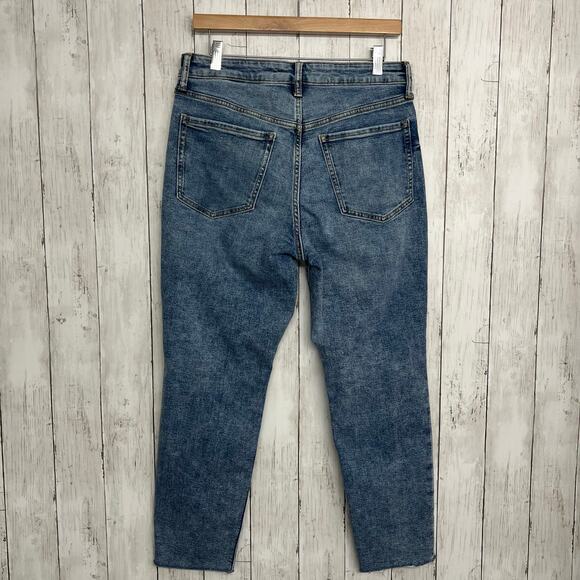 Old Navy High Rise OG Straight Smooth Pockets Distressed Mid Rise Jeans 10S - Picture 2 of 7